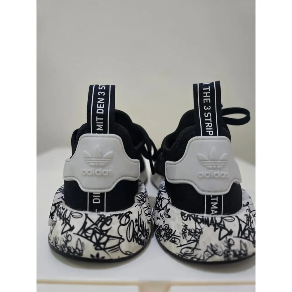 Adidas NMD_R1 J EH1383 'Black Graffiti' Black/White-Black Men's Size 5 Women's 7